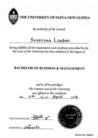Severina i - Bachelor of Business Management