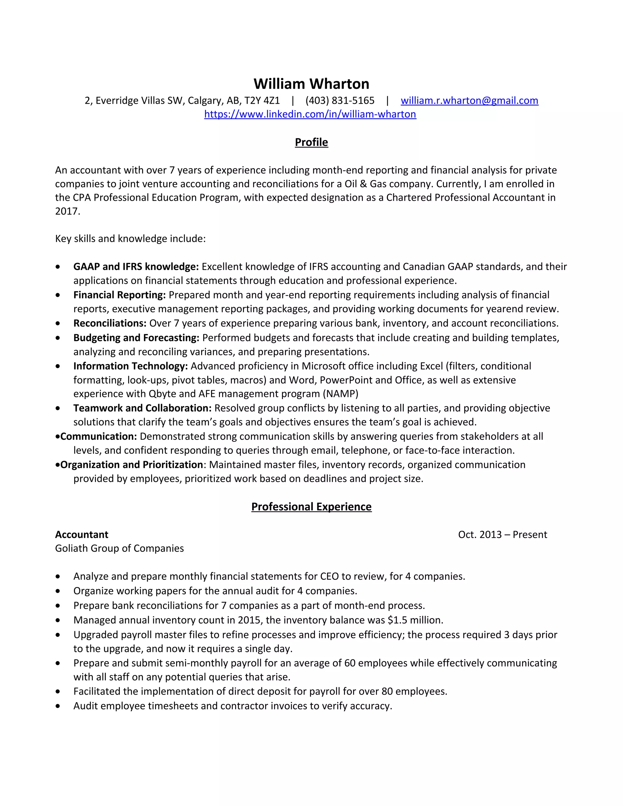 William Wharton Resume PDF William Wharton Resume PDF