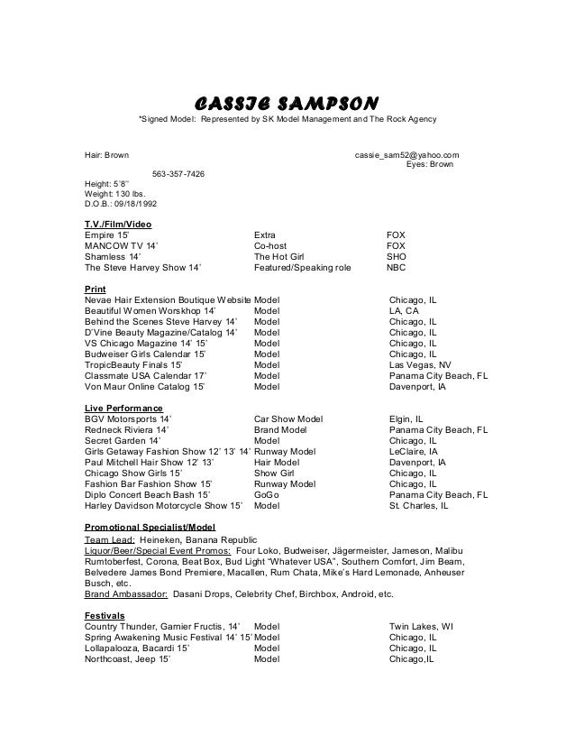 modeling resume first resume examples