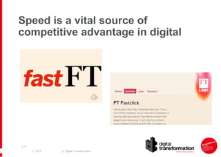 | 2013 | Digital Transformation
| 71
Speed is a vital source of
competitive advantage in digital
 