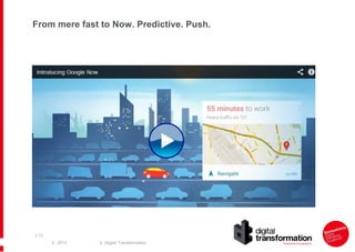 | 2013 | Digital Transformation
| 73
From mere fast to Now. Predictive. Push.
 