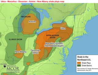 Utica - Marcellus - Devonian - Antrim - New Albany shale plays map
 
