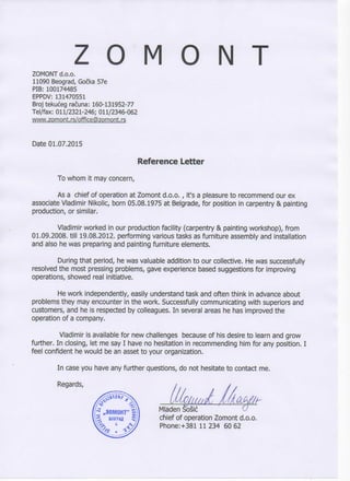 Reference Letter Zo mont