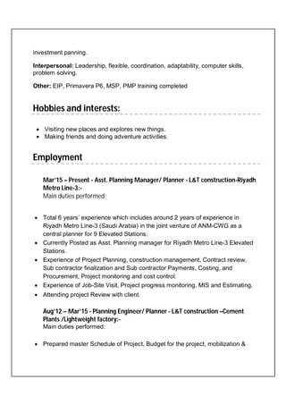 CV- Asst.Planning Manager | PDF