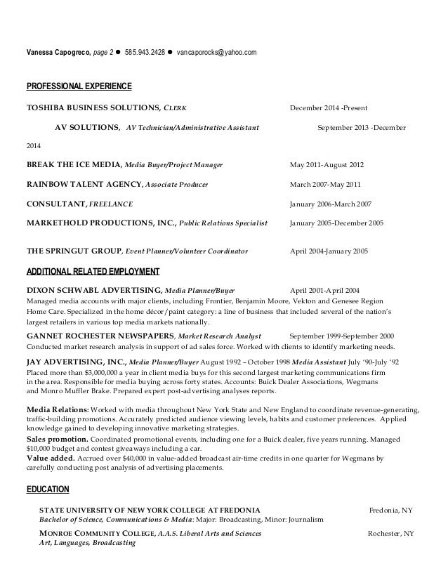media buyer resume samples