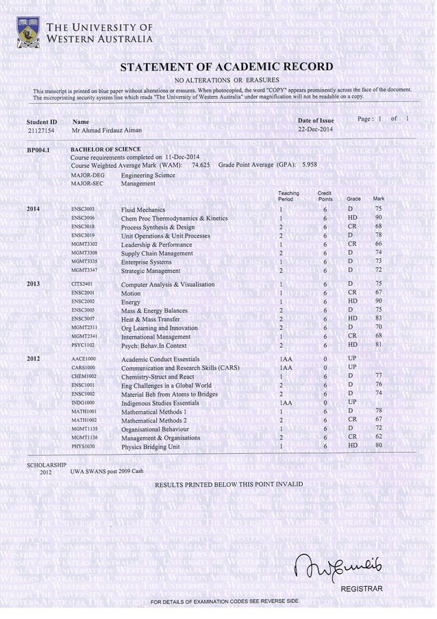 Academic Record Transcript COMPLETED | PDF