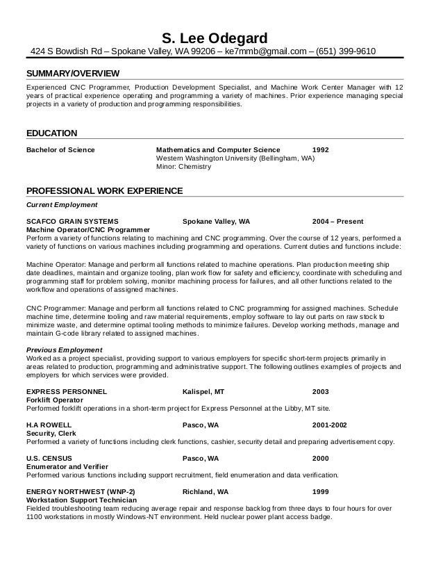 resume lee odegard optimal resume wwu