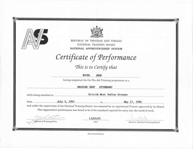 ntb certificate of performance certificate of performance