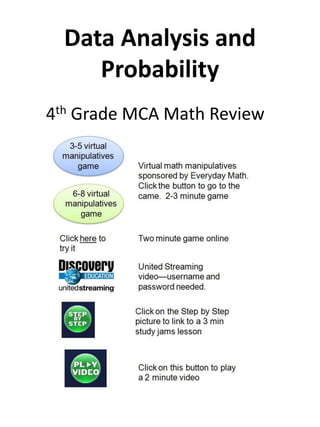 Data Analysis and Probability       4th Grade MCA Math Review 