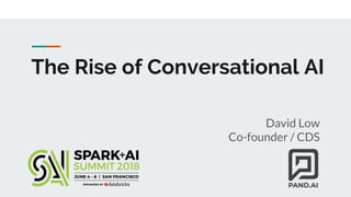 The Rise of Conversational AI
David Low
Co-founder / CDS
 