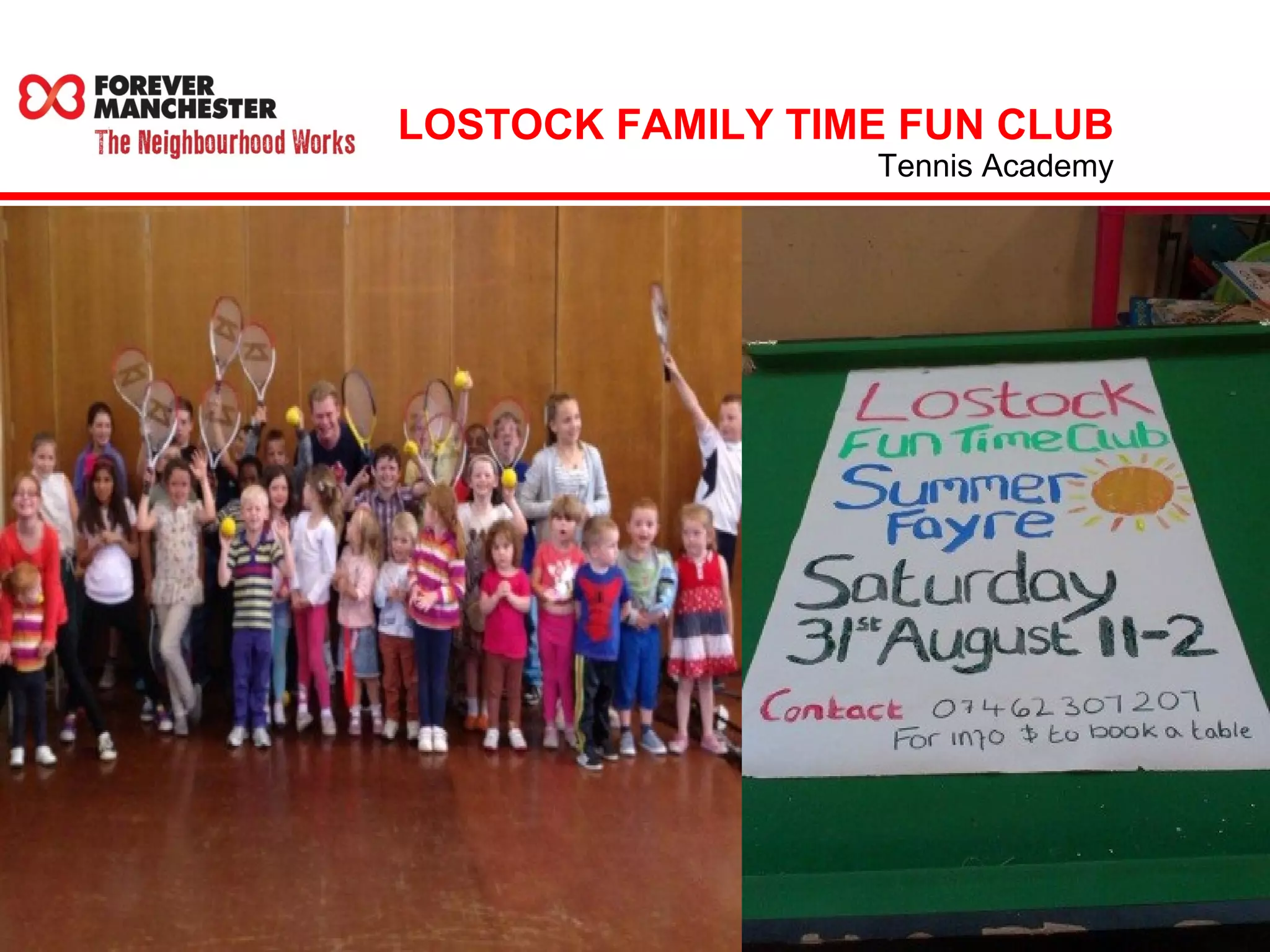 LOSTOCK FAMILY TIME FUN CLUB 
Tennis Academy 
 