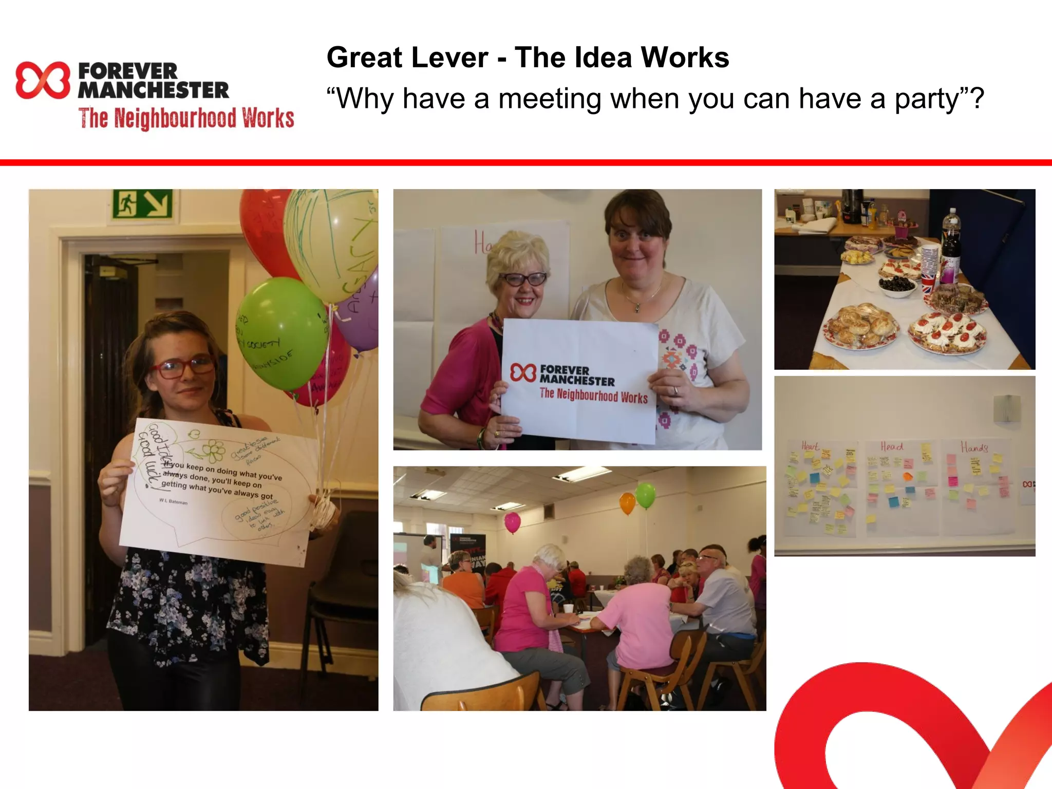 Great Lever - The Idea Works 
“Why have a meeting when you can have a party”? 
 