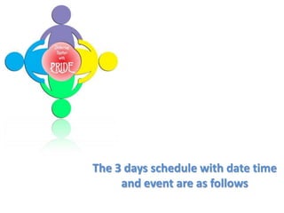 The 3 days schedule with date time
and event are as follows
 
