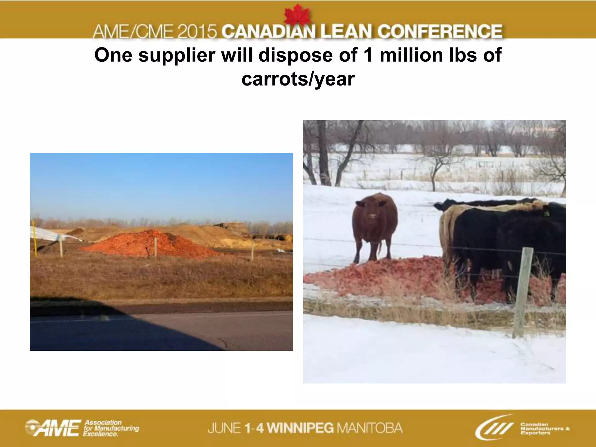 One supplier will dispose of 1 million lbs of
carrots/year
 