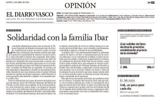 Editorial: "Solidaridad con la familia Ibar"