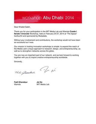 Letter Involvment Khaled Saleh Letter of Participation | PDF