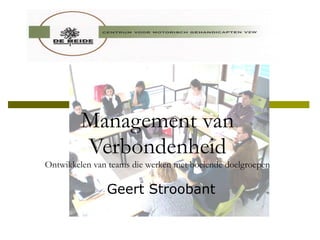 Management van Verbondenheid Ontwikkelen van teams die werken met boeiende doelgroepen Geert Stroobant 