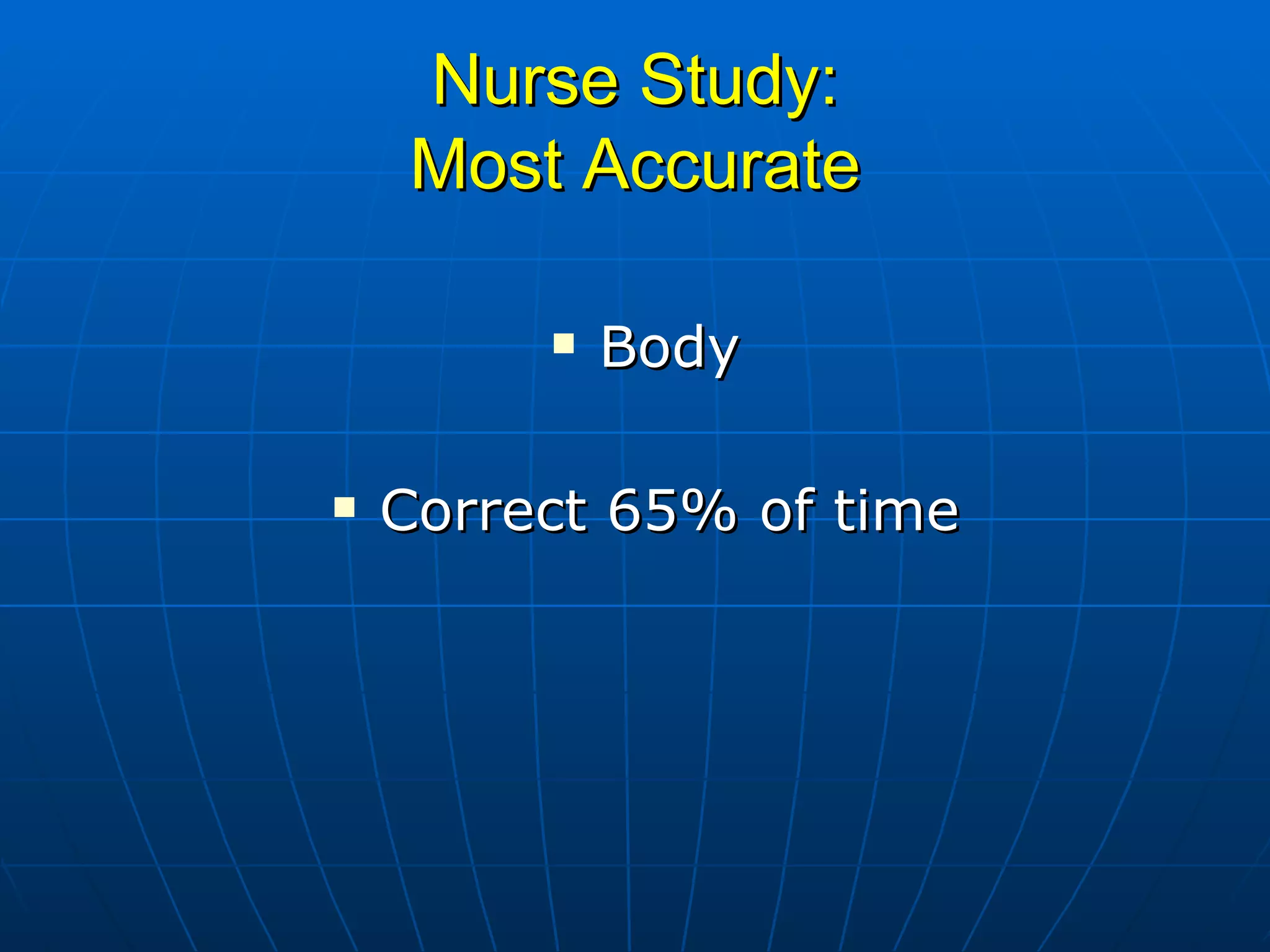 Nurse Study: Most Accurate Body Correct 65% of time 