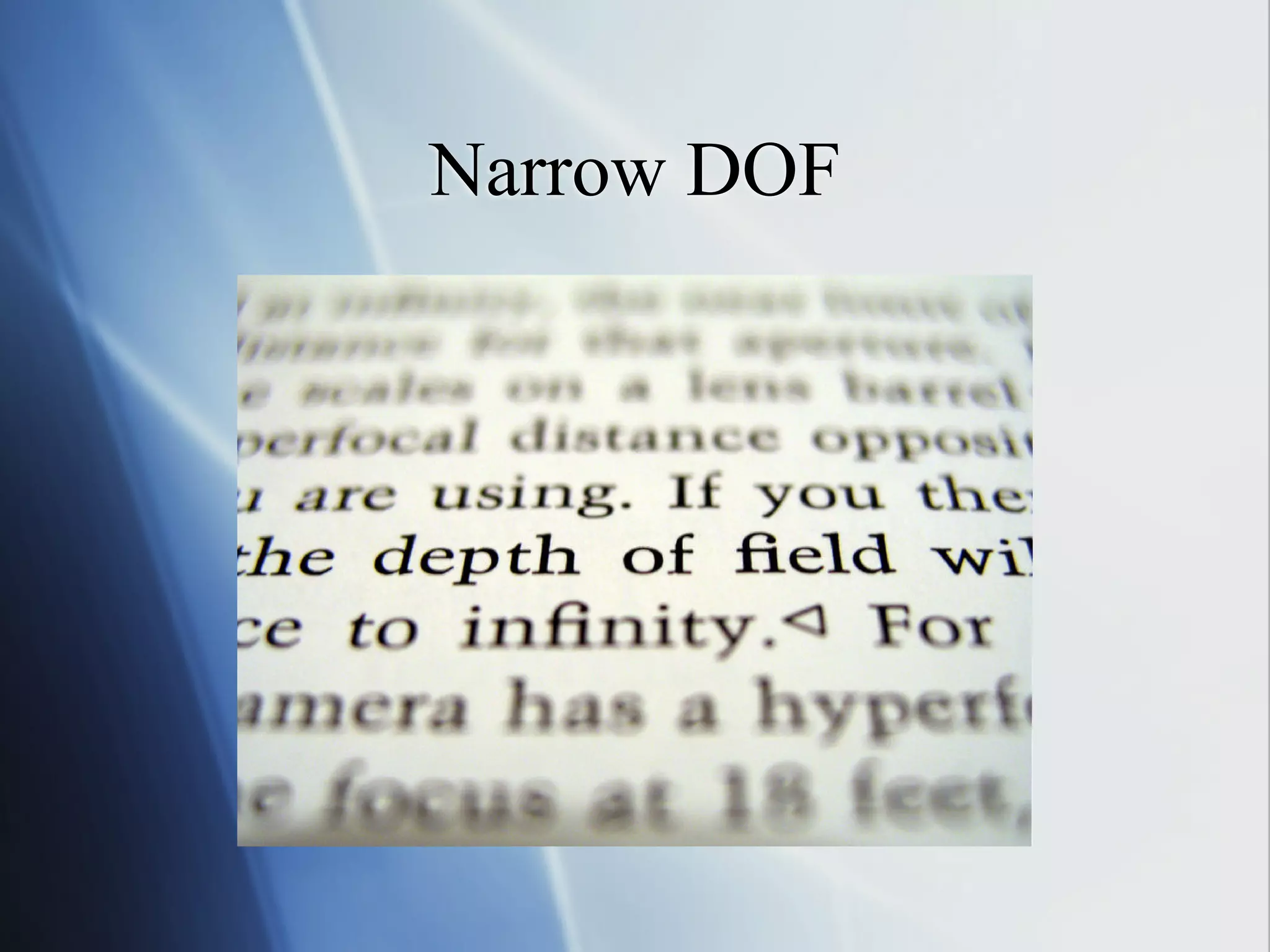 Narrow DOF

 