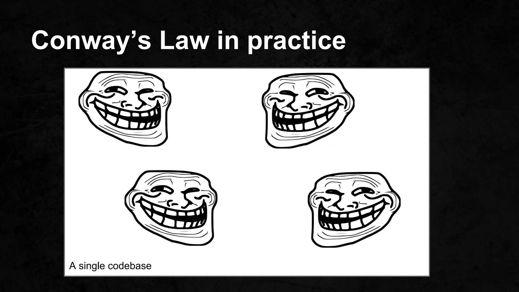 A single codebase
Conway’s Law in practice
 