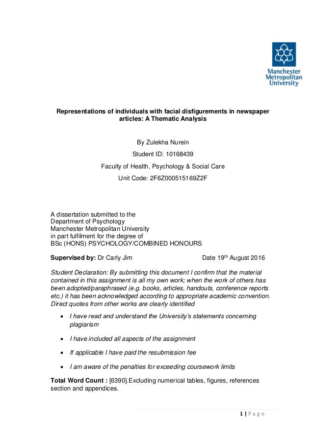 Dissertation health psychology
