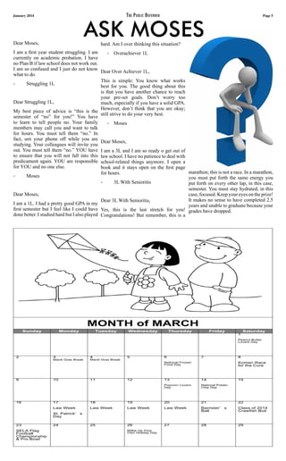 January 2014 The Public Defender Page 5
MONTH of MARCH
Sunday Monday Tuesday Wednesday Thursday Friday Saturday
1
Peanut B...