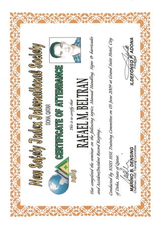 Safety Certificate NSIIS Manual Handling