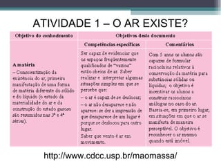 ATIVIDADE 1 – O AR EXISTE?
http://www.cdcc.usp.br/maomassa/
 