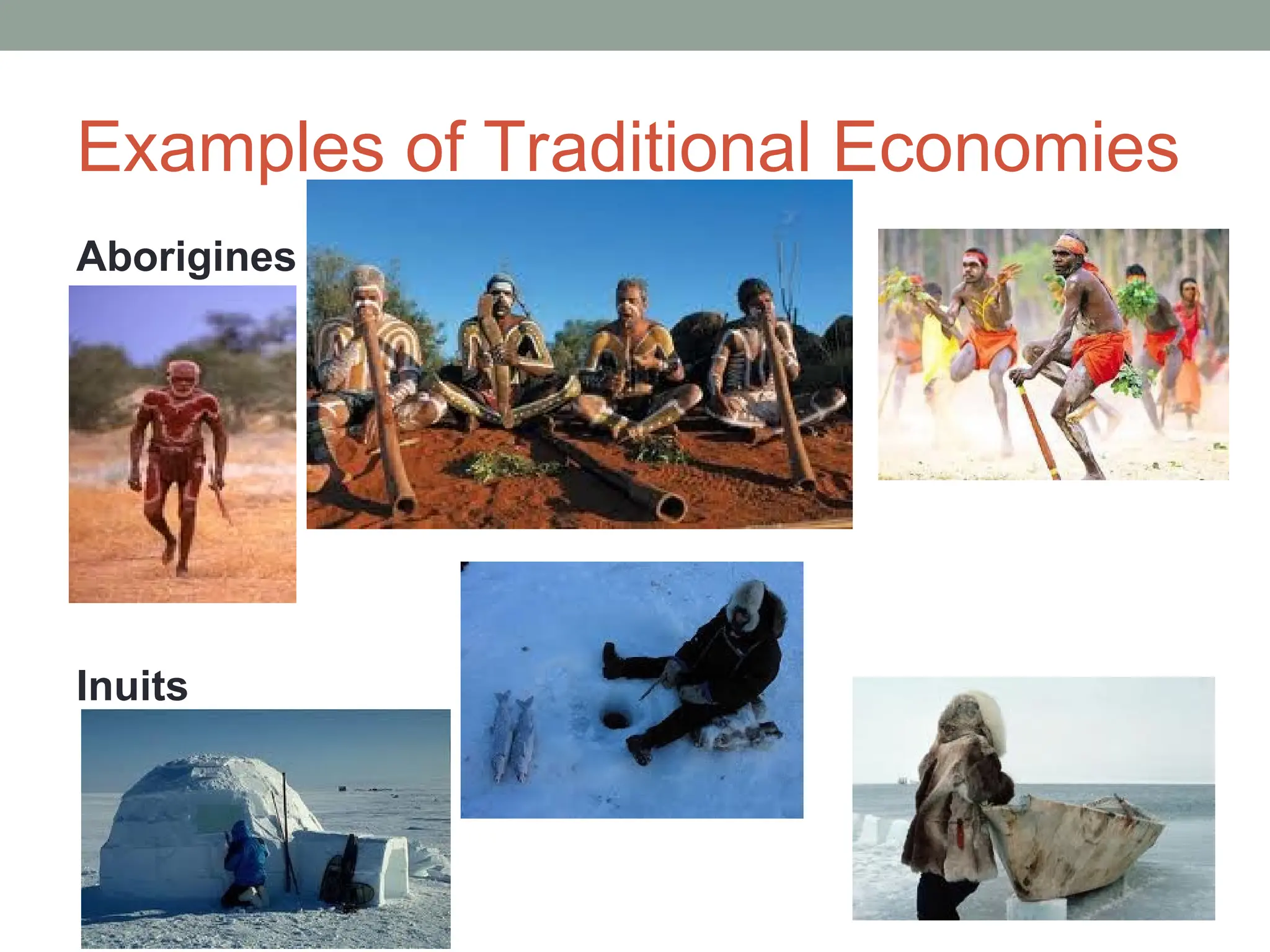 Examples of Traditional Economies
Aborigines
Inuits
 