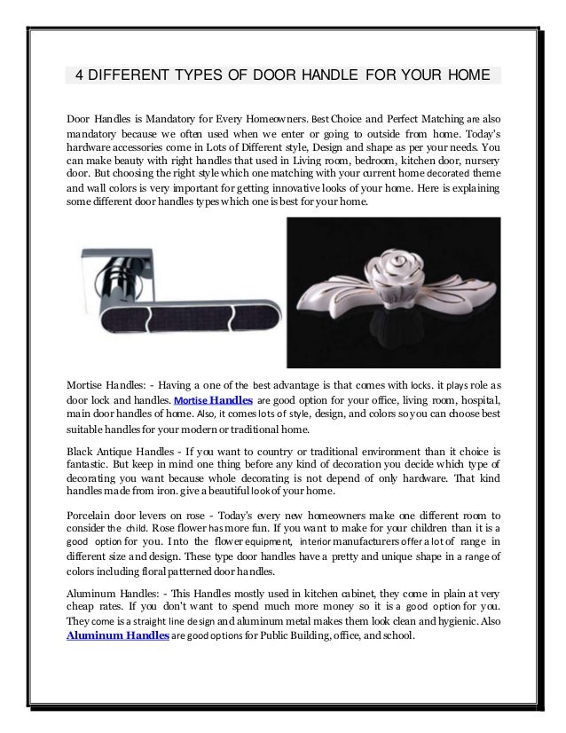 4 Different Types Of Door Handle For Your Home