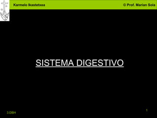 Karmelo Ikastetxea          © Prof. Marian Sola




               SISTEMA DIGESTIVO




                                            1
3.DBH
 