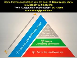 Some Impressionistic takes from the book of -Sean Covey, Chris
McChesney & Jim Huling
“The 4 Disciplines of Execution“ -by Ramki
ramaddster@gmail.com
 