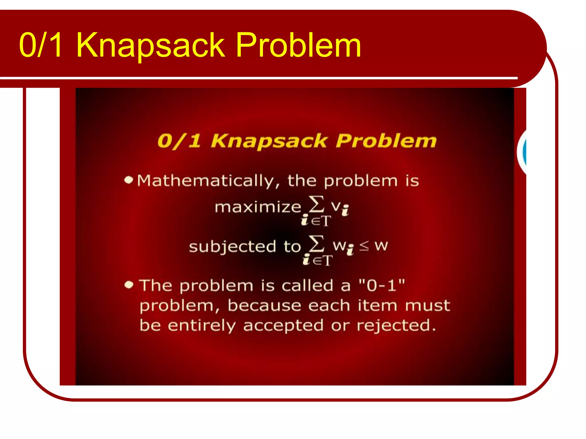 0/1 Knapsack Problem