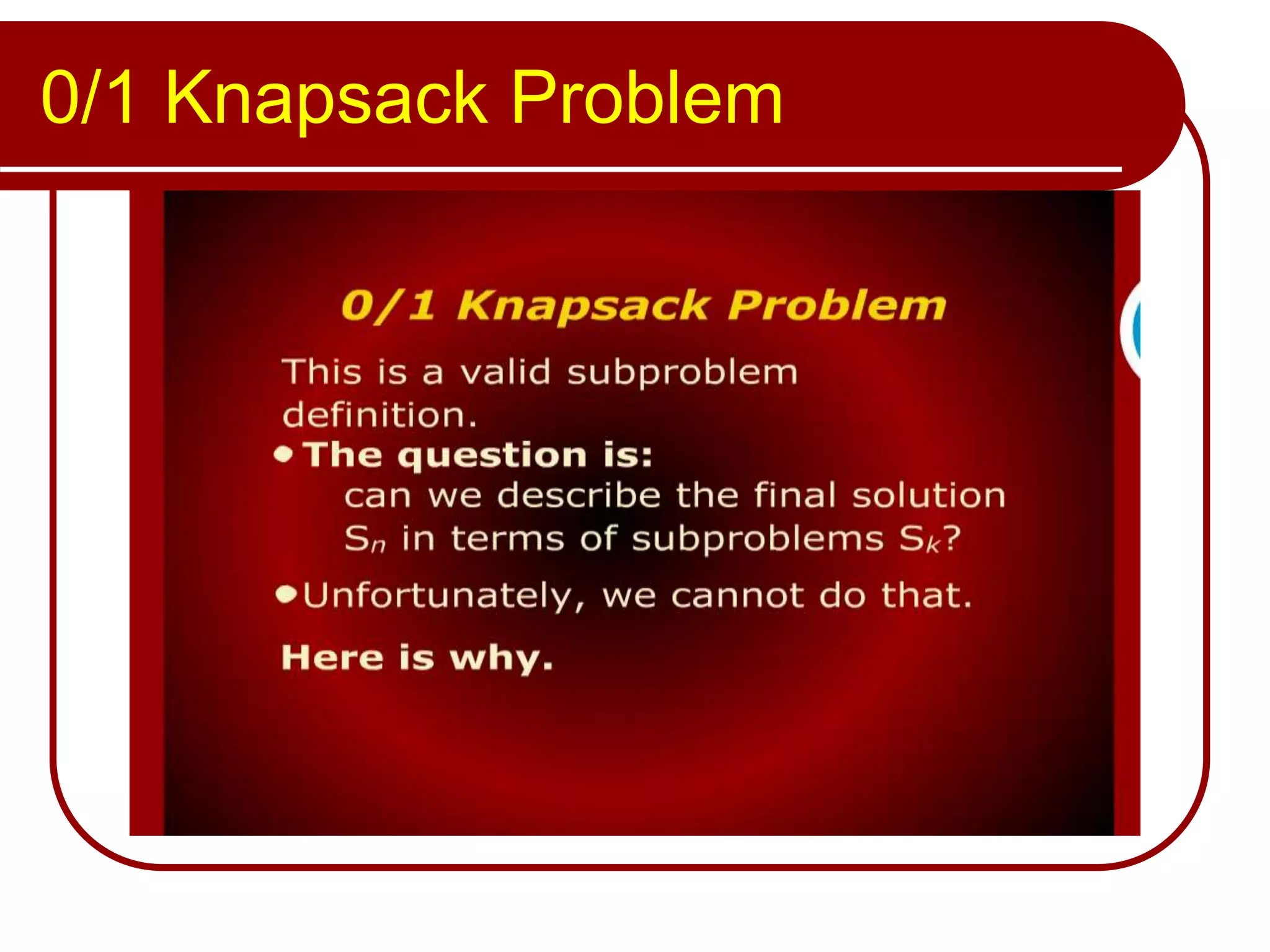 0/1 Knapsack Problem