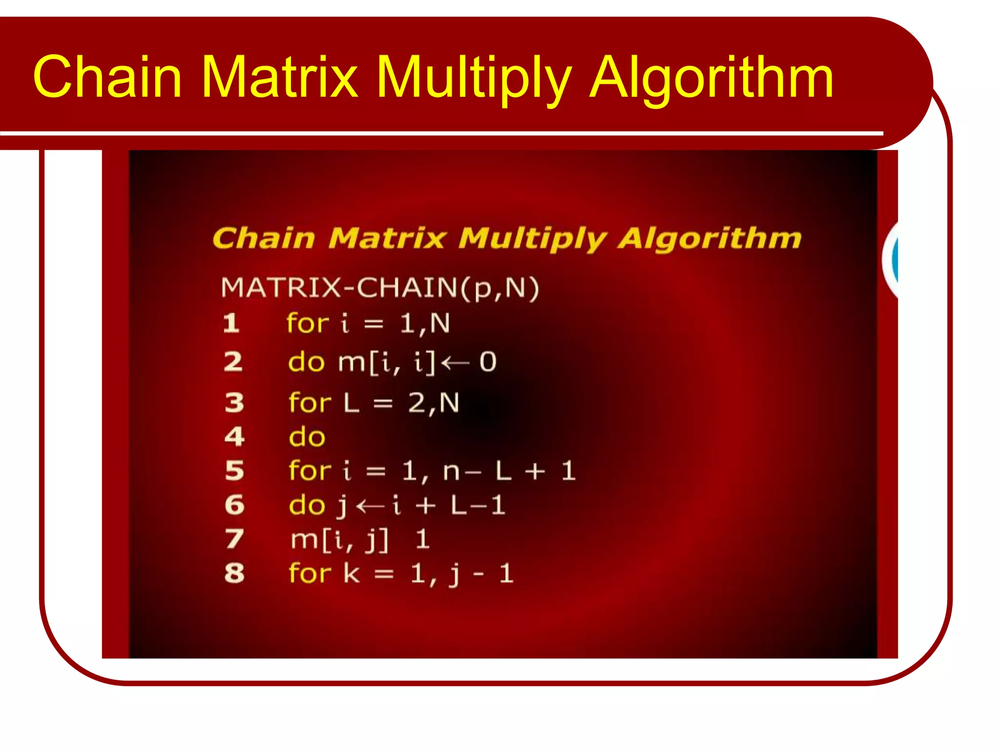 Chain Matrix Multiply Algorithm