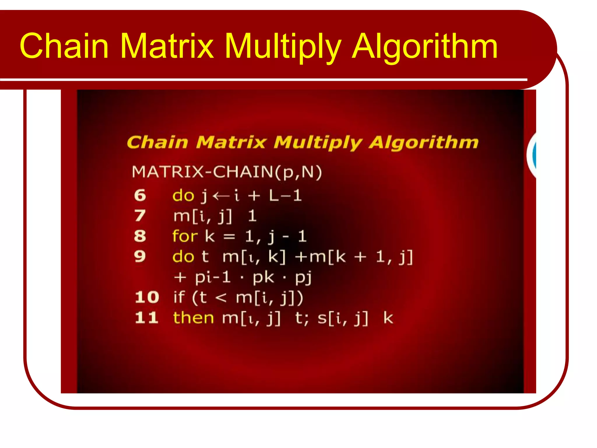 Chain Matrix Multiply Algorithm