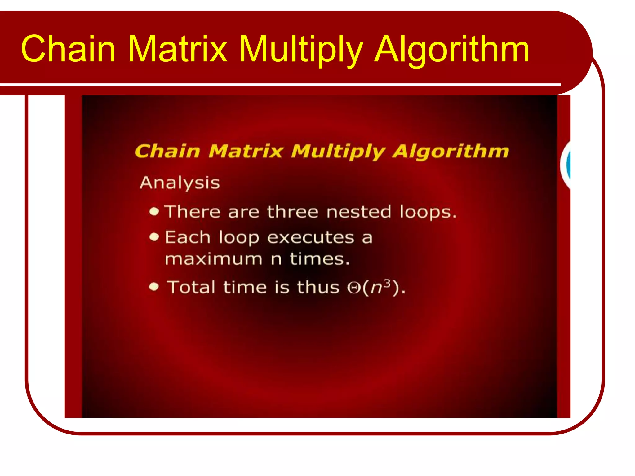 Chain Matrix Multiply Algorithm