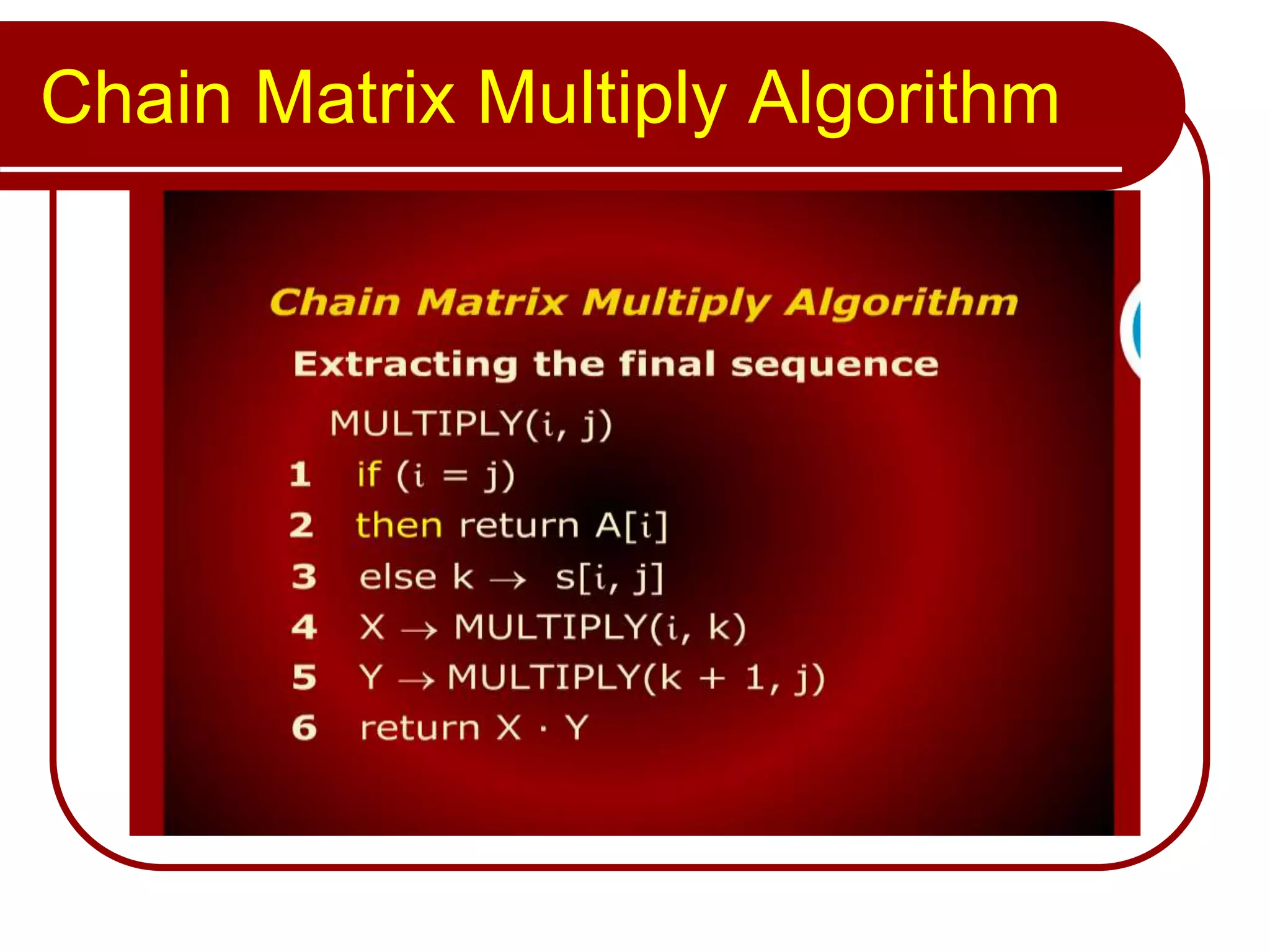 Chain Matrix Multiply Algorithm