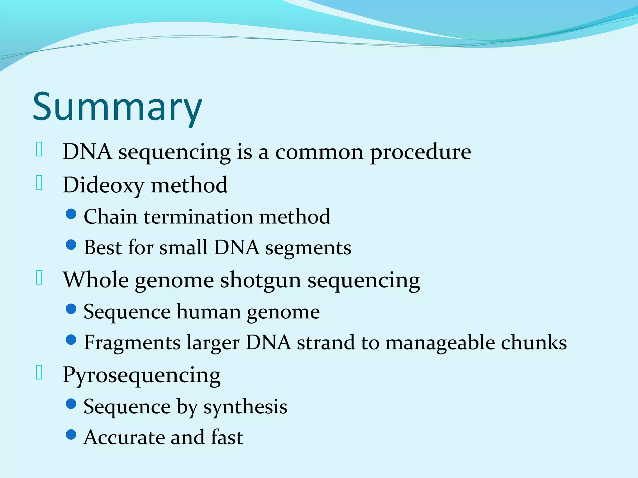 dna sequencing methods | PPT