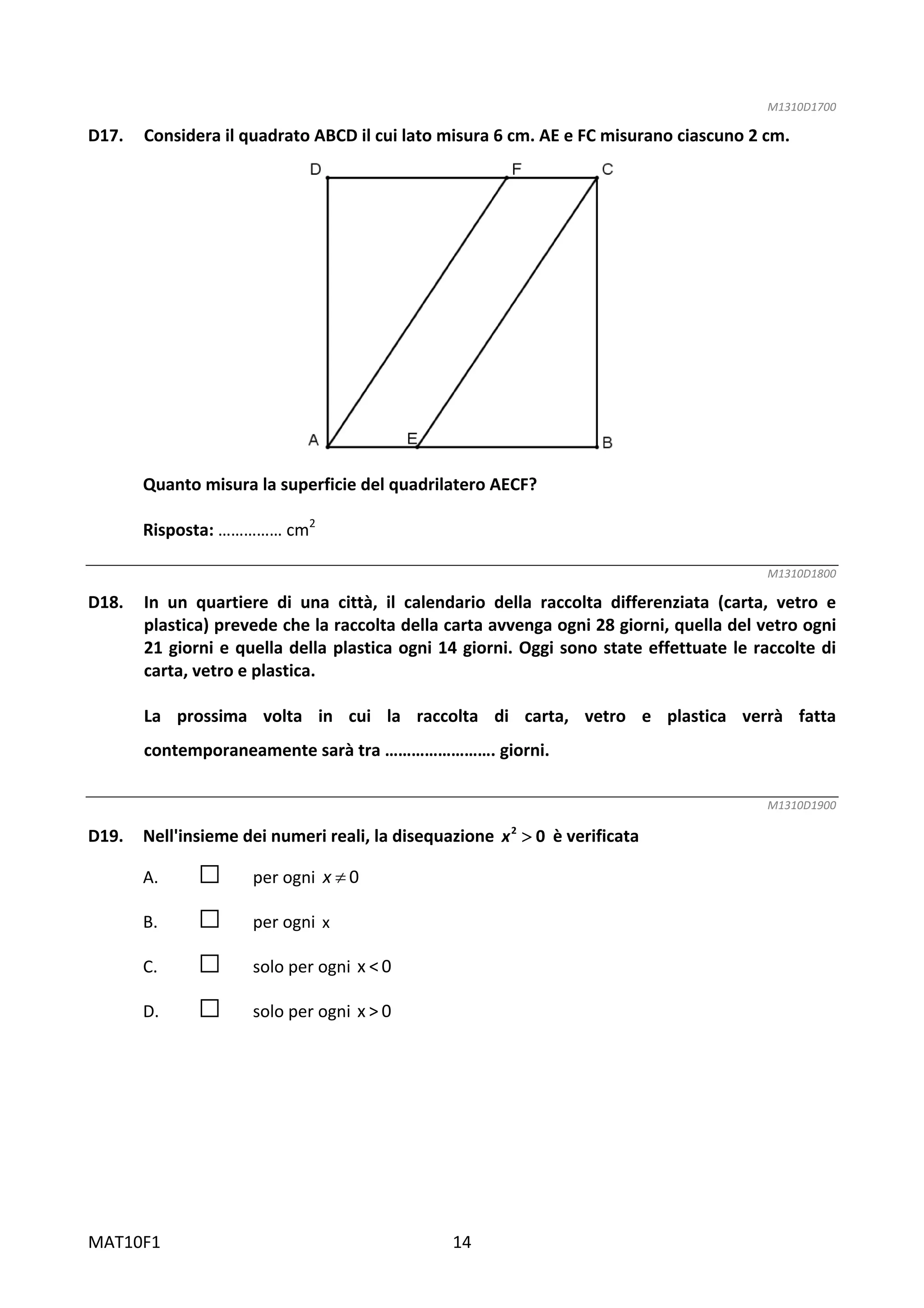 prove invalsi matematica seconda superiore