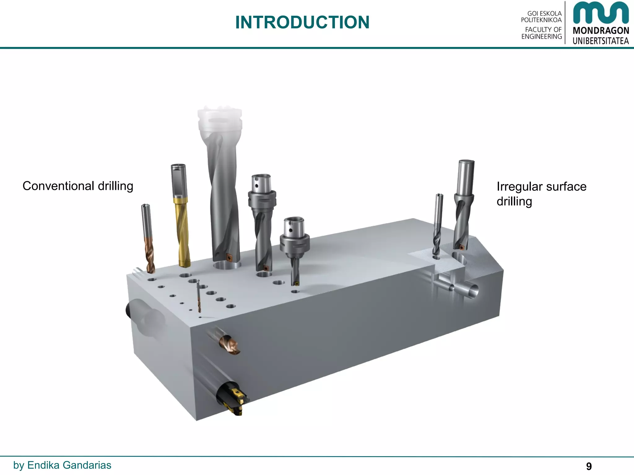 9
INTRODUCTION
by Endika Gandarias
Conventional drilling Irregular surface
drilling
 