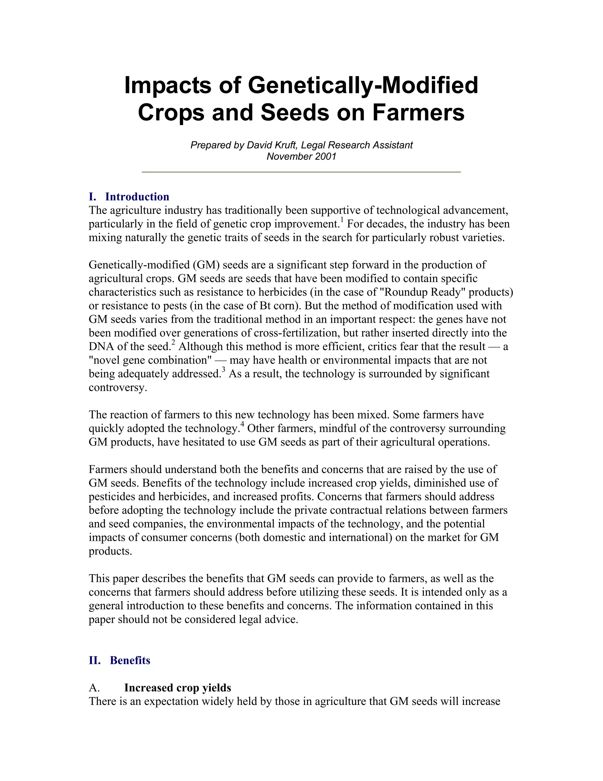 Impacts of genetically modified crops and seeds | PDF