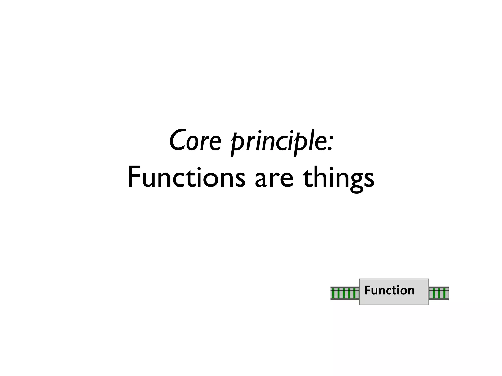 Core principle:
Functions are things
Function
 