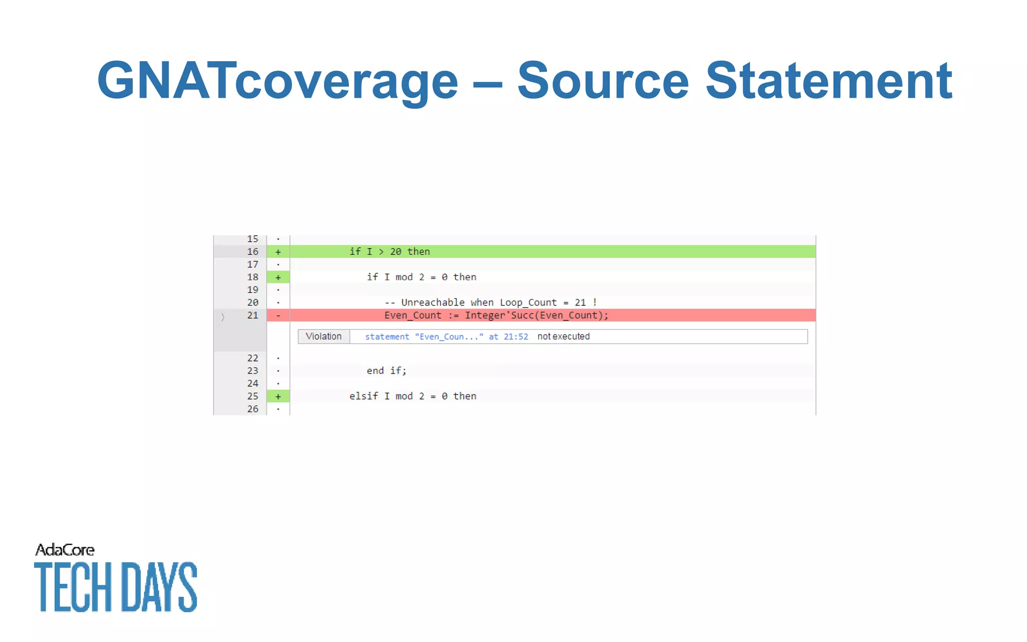 GNATcoverage – Source Statement
 