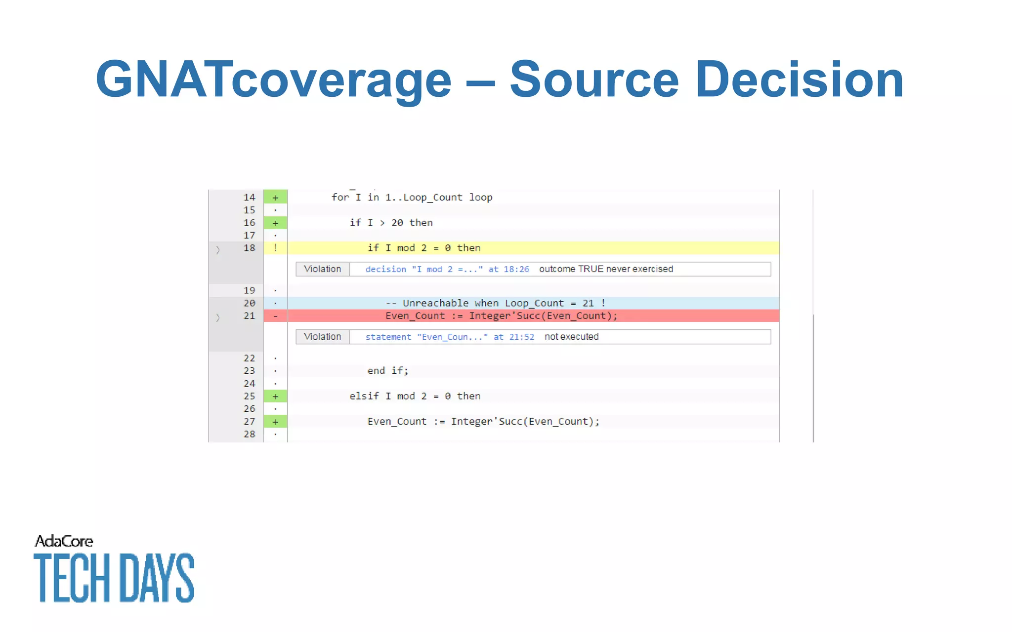 GNATcoverage – Source Decision
 
