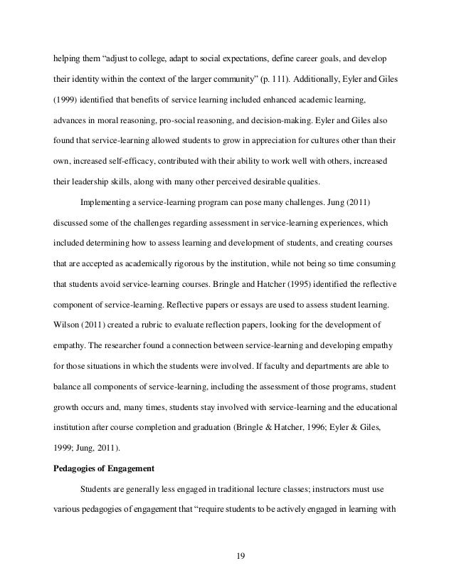 service learning reflection essay