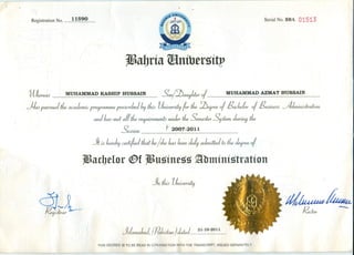 Kashif BBA degree full attestation