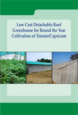 1
Low Cost Detachable Roof
Greenhouse for Round the Year
Cultivation of Tomato/Capsicum
 