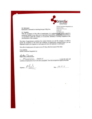 33. Brandix Appointment Letter