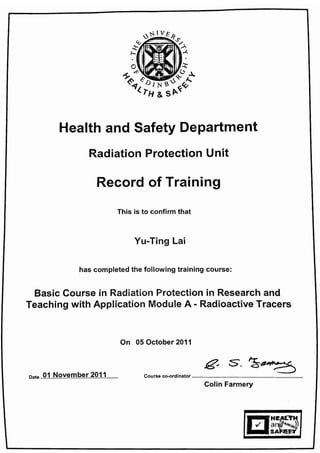 training record-radioactive tracer